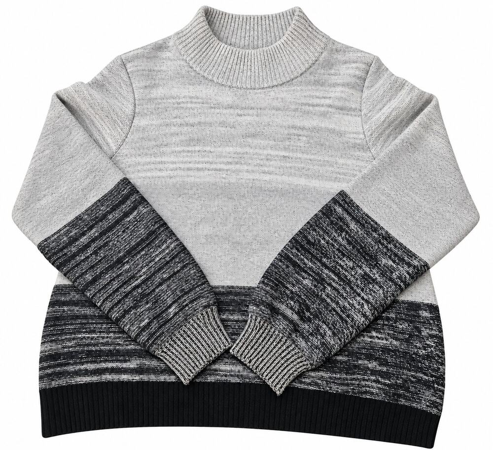 C by Bloomingdale's 100% Cashmere Mock Neck Colorblock Sweater Grey XL 2-Ply